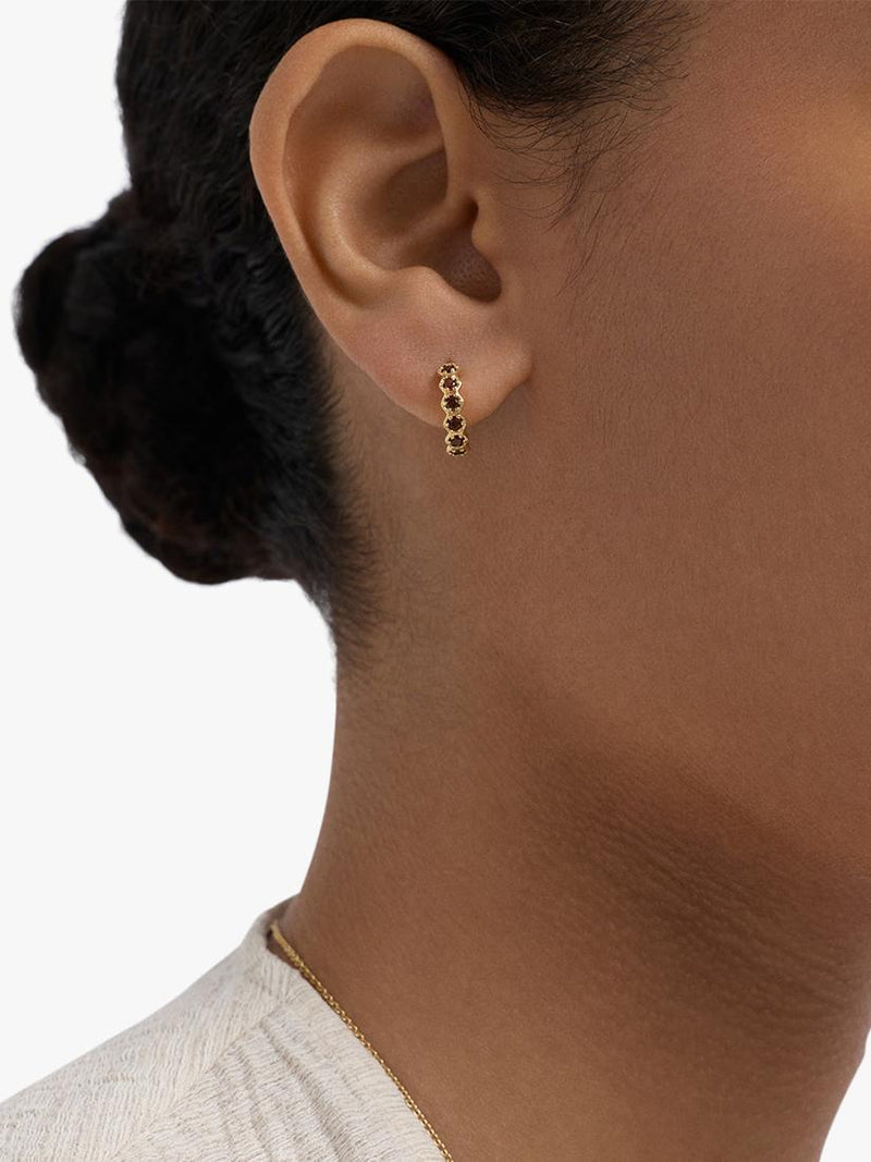 Astley Clarke gold vermeil hoop earrings with garnet, UK version