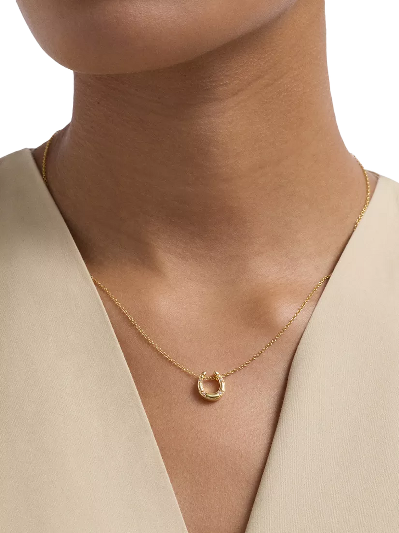 Astley Clarke horseshoe pendant gold vermeil white sapphire, imported from the UK