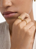 Astley Clarke gold charm heart ring with white sapphire, UK version