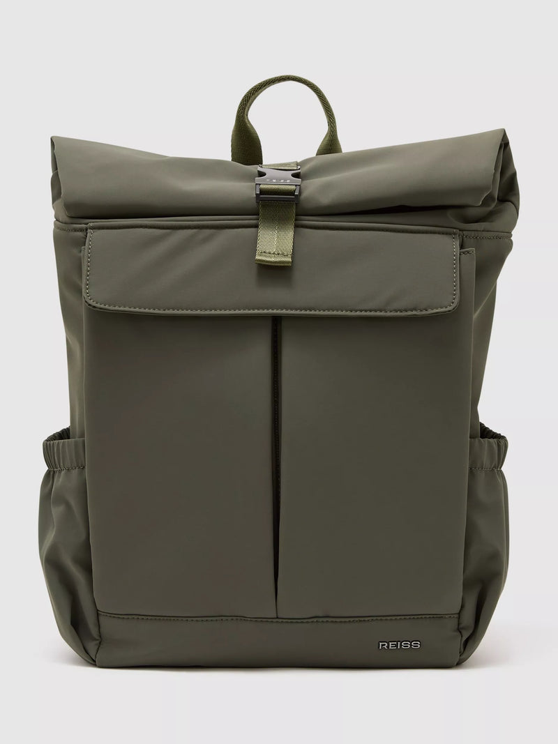 Reiss roll top backpack with buckle fastening, UK version