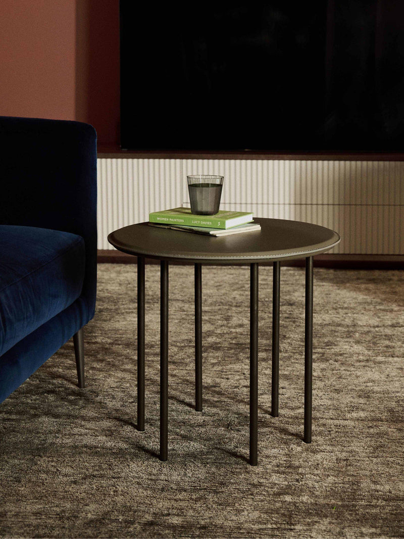 The Conran Shop olive leather six leg coffee table 48cm, UK version