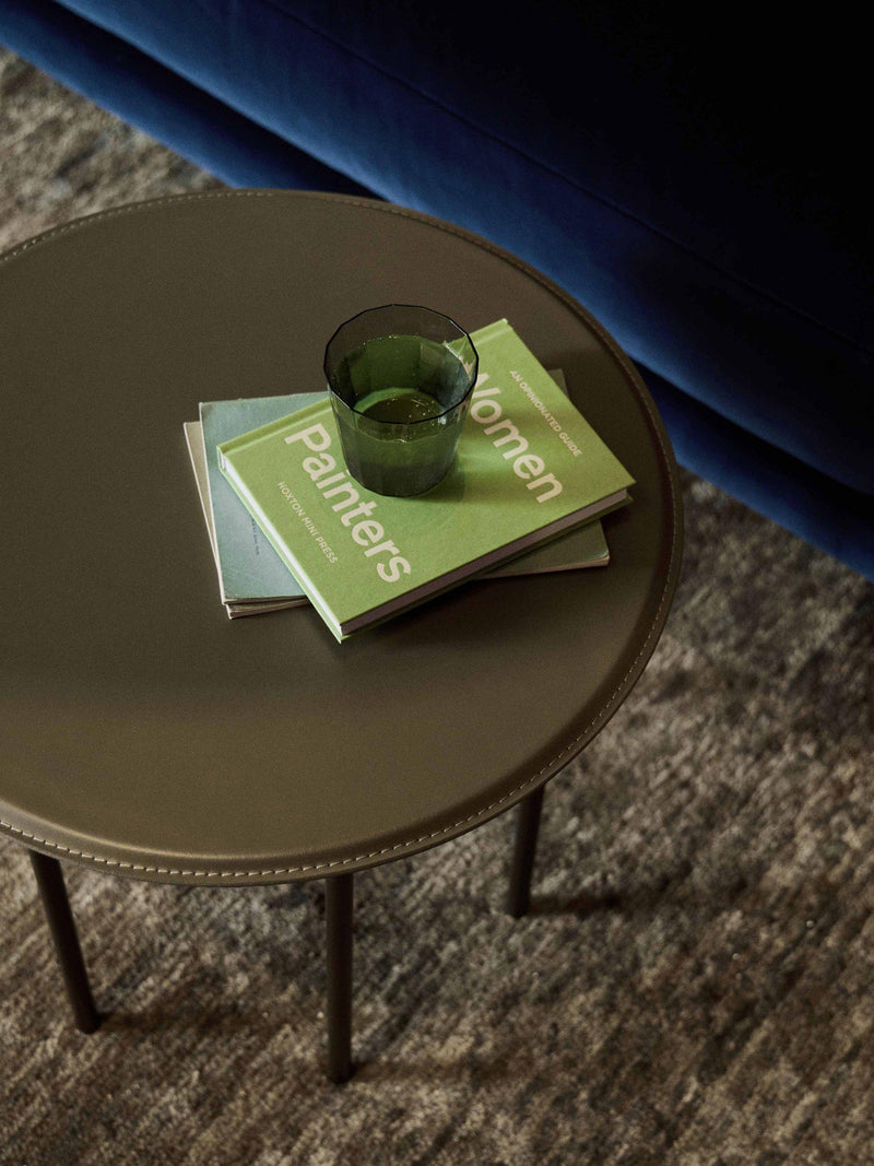 The Conran Shop olive leather six leg coffee table 48cm, UK version