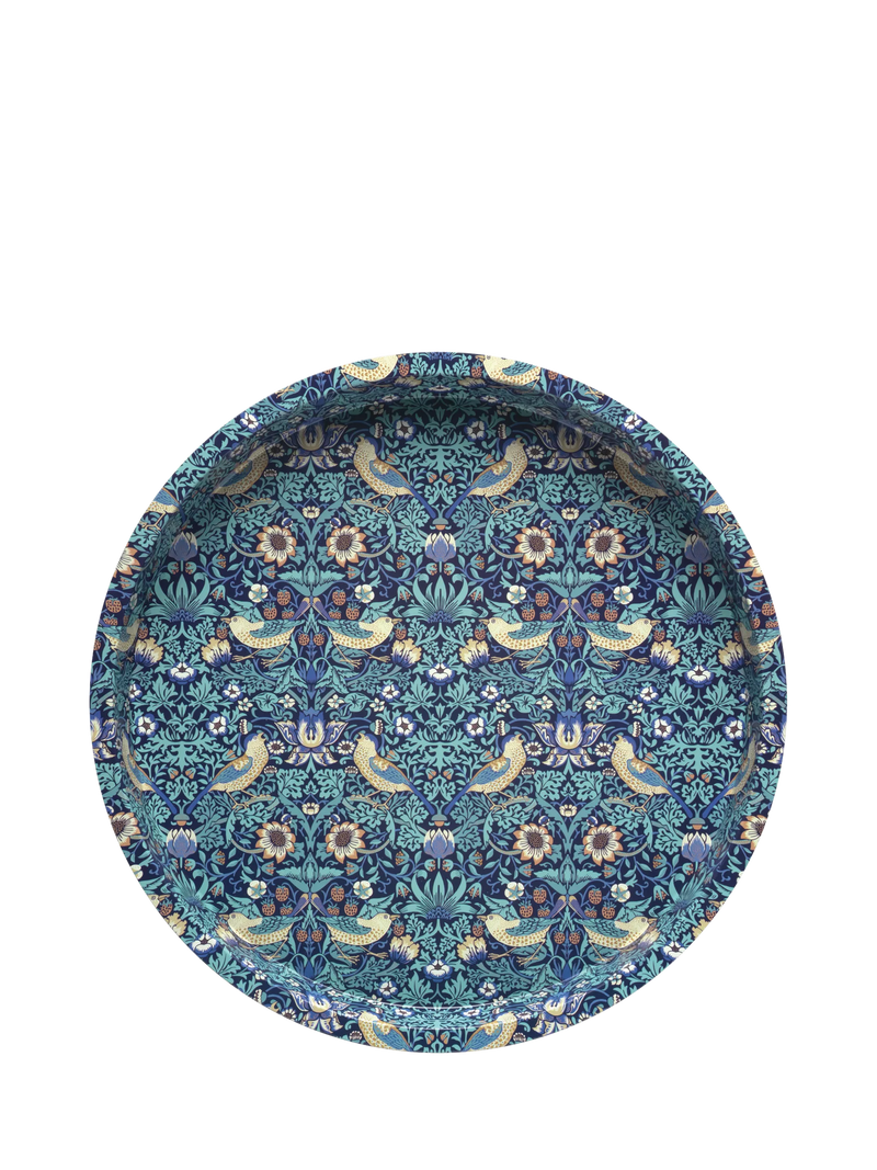 Arts & Crafts William Morris Strawberry Thief deep round tray blue (British brand)