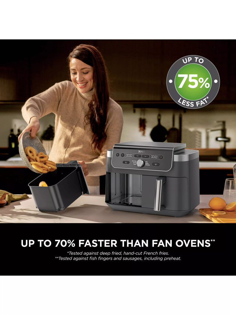 Ninja DualZone XL air fryer 9.5L in grey, UK version