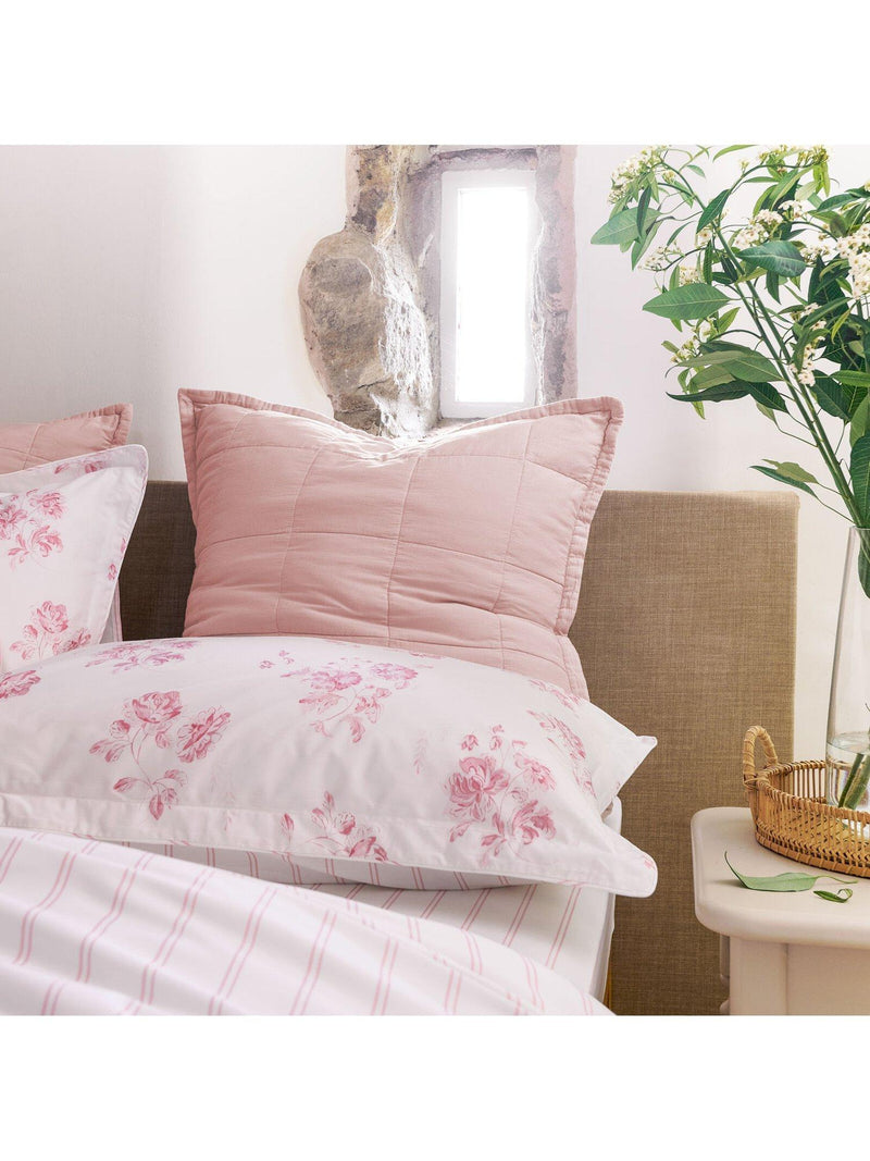 Christy laundered cotton pillowsham pink 65x65cm - British product