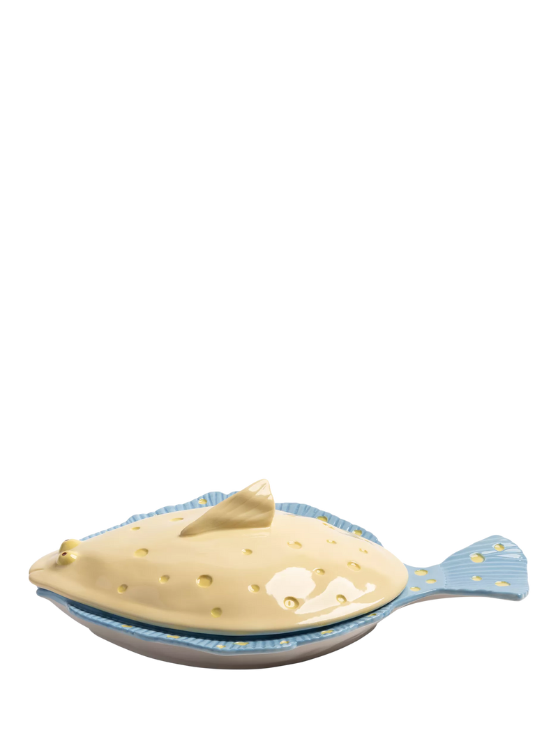&k Amsterdam plaice-shaped lidded platter yellow, imported from the UK