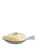 &k Amsterdam plaice-shaped lidded platter yellow, imported from the UK