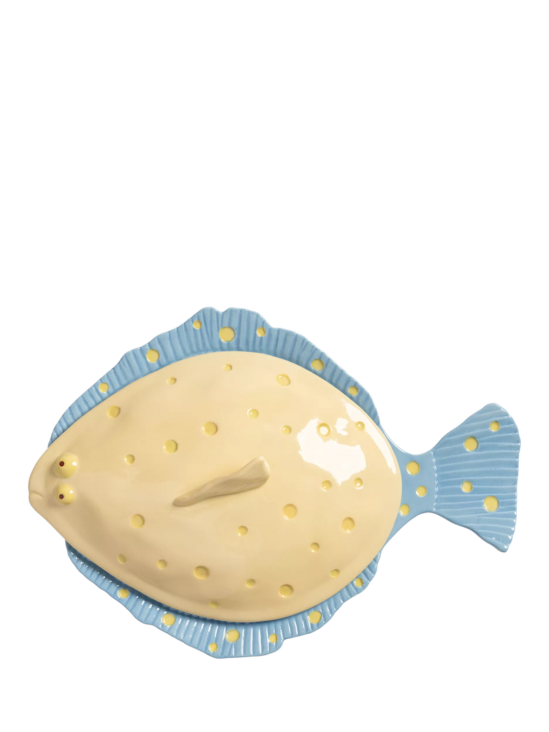 &k Amsterdam plaice-shaped lidded platter yellow, imported from the UK