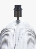 Neptune Malton glass pillar table lamp bronze with linen shade, UK version