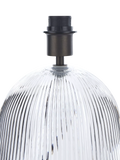 Neptune Malton glass pillar table lamp bronze with linen shade, UK version