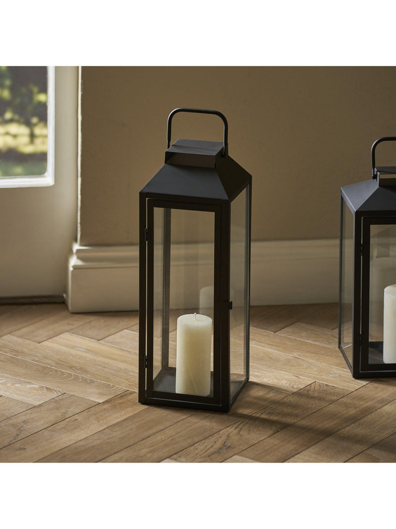 Neptune Browning lantern candle holder in black, imported from the UK