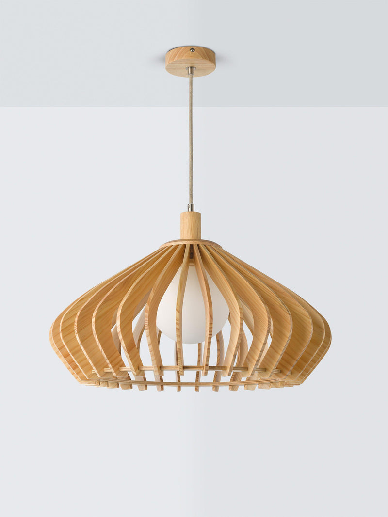 John Lewis Finn Large pendant light wooden slats, imported from the UK
