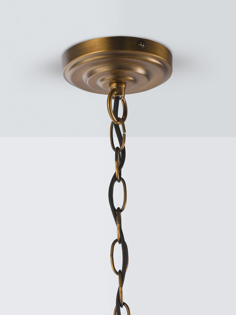 John Lewis Oatmeal 5-arm pendant light, antique brass, imported from the UK