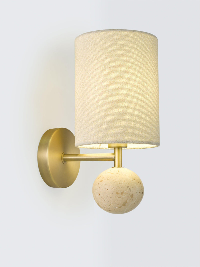 John Lewis Pebble wall light travertine marble linen shade - British product