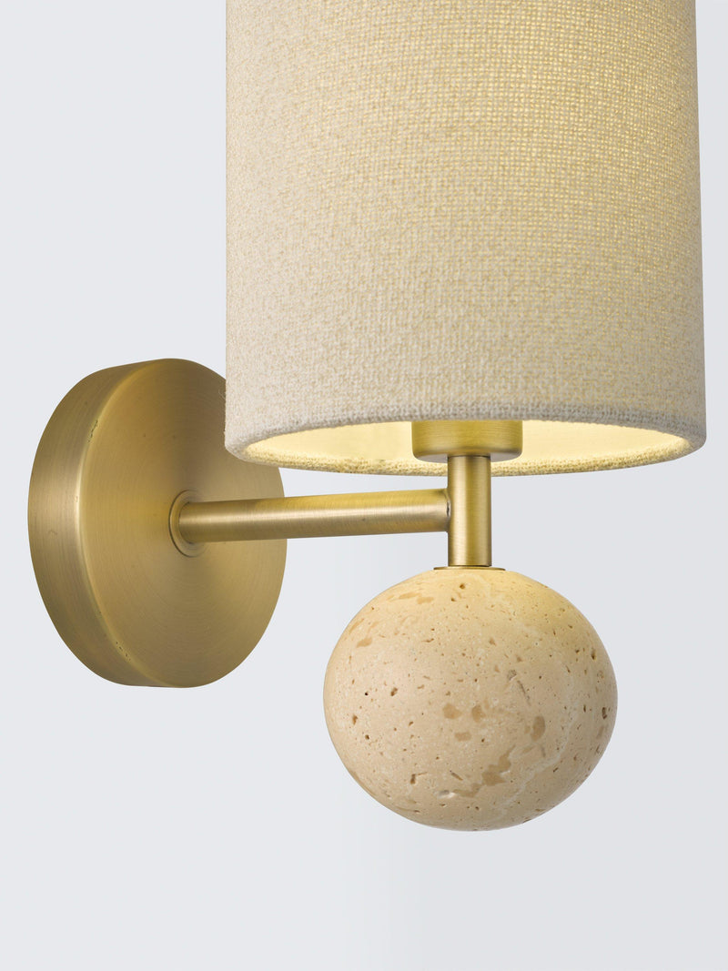 John Lewis Pebble wall light travertine marble linen shade - British product