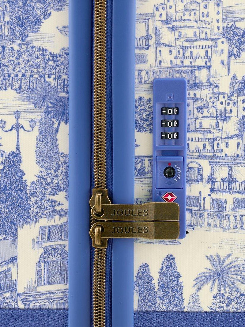 Joules Boathouse cabin suitcase 38L in blue multi - British product