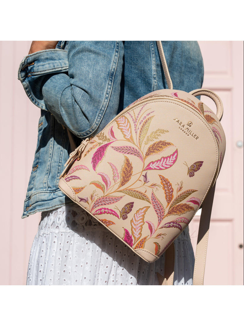 Sara Miller Fern Garden mini backpack with gold foil print - British product