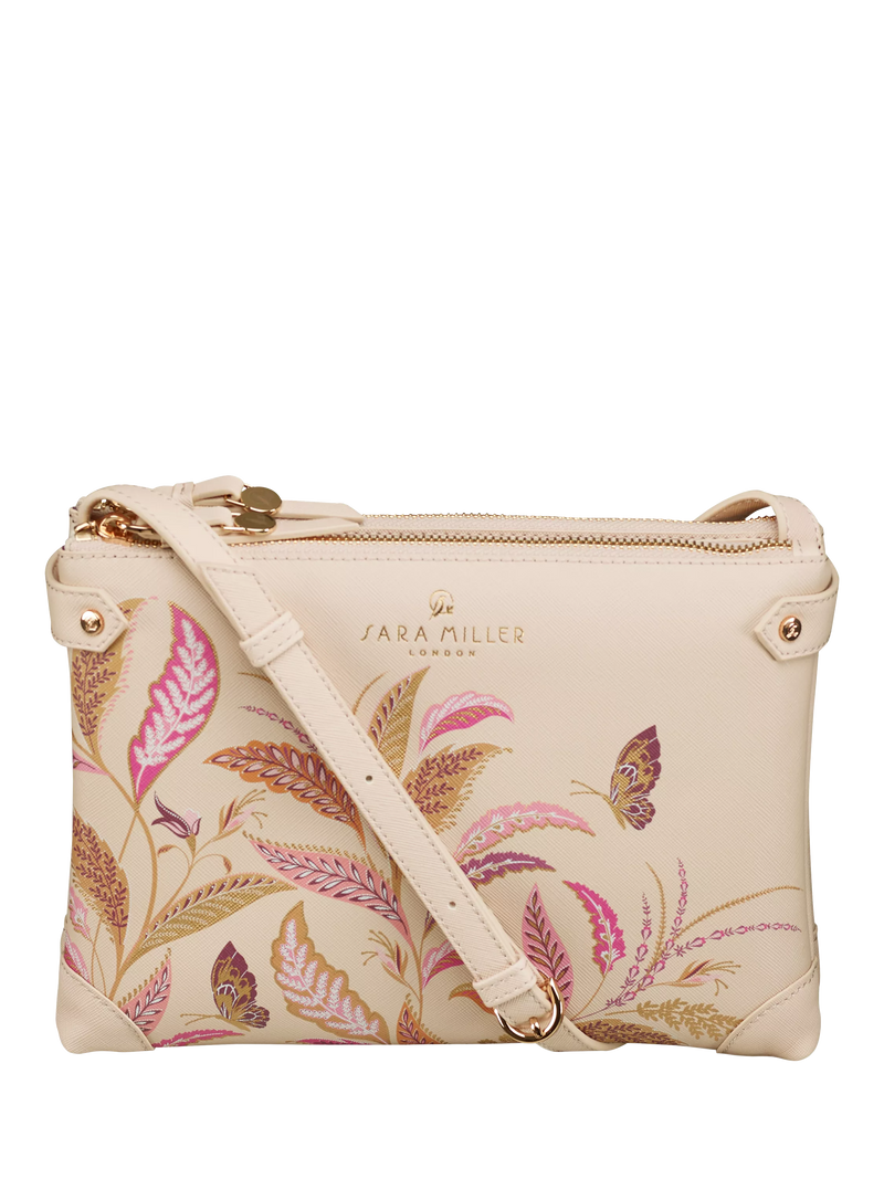Sara Miller Fern Garden crossbody bag pink multi, imported from the UK