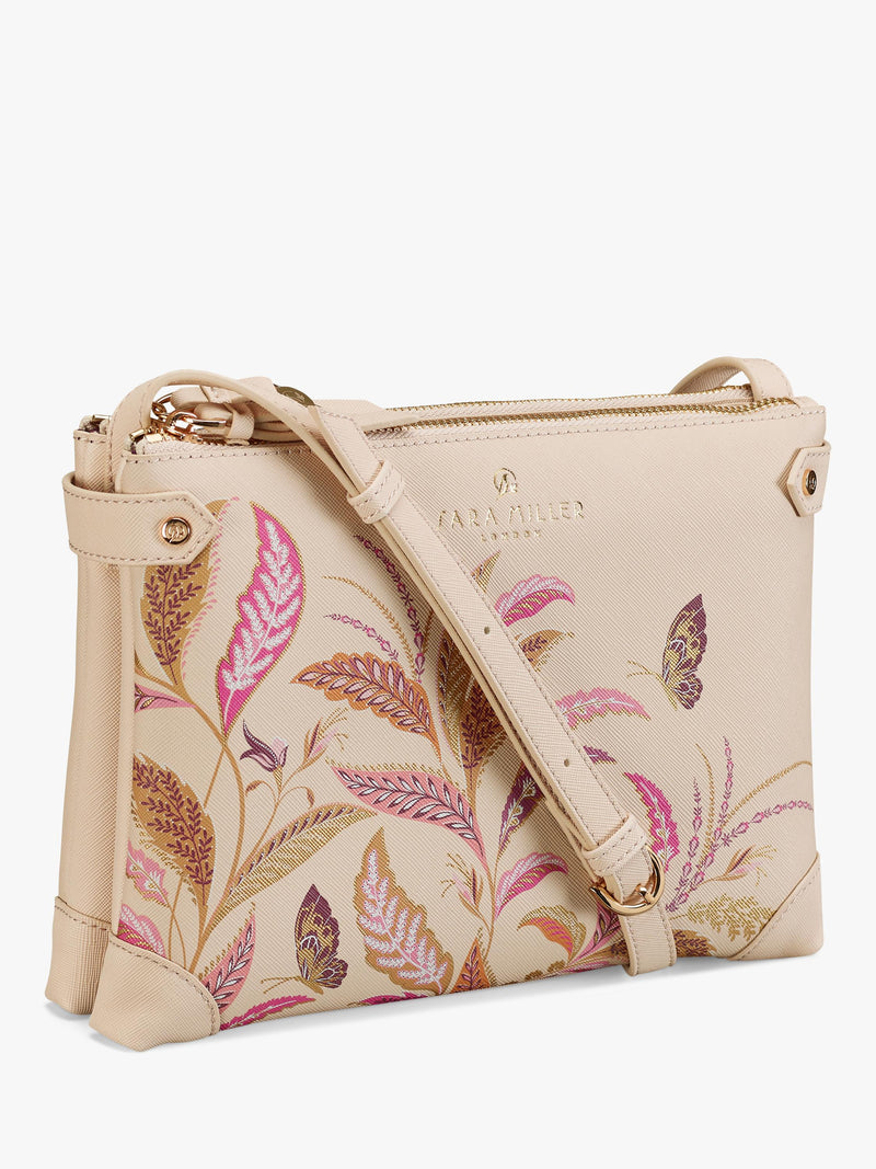 Sara Miller Fern Garden crossbody bag pink multi, imported from the UK
