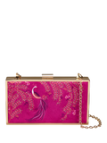 Sara Miller elegant bird velvet clutch bag with gold frame (British brand)