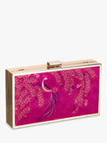 Sara Miller elegant bird velvet clutch bag with gold frame (British brand)