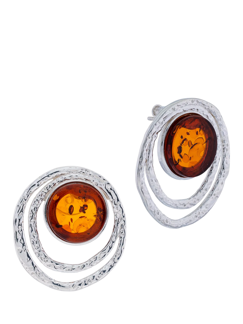 Be-Jewelled Baltic Amber stud earrings sterling silver, UK version