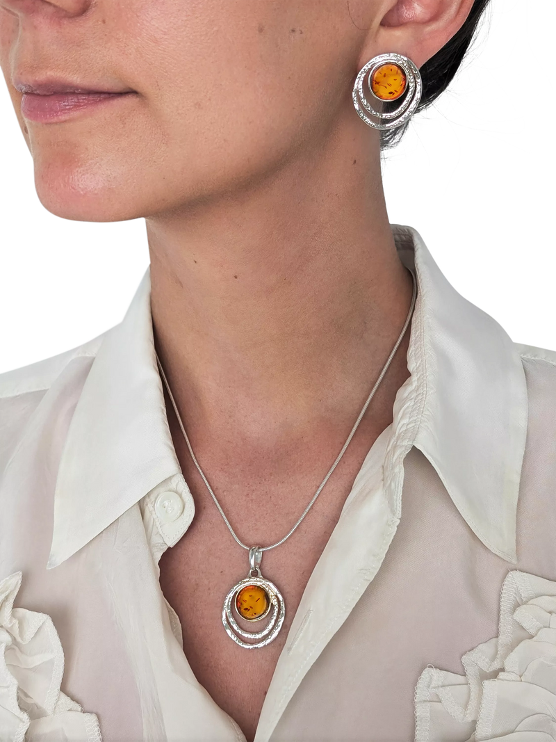 Be-Jewelled Baltic Amber stud earrings sterling silver, UK version