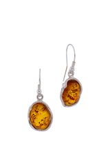 John Lewis Be-Jewelled Baltic Natural Amber Drop Earrings Silver Cognac- Buy online at McGrocer