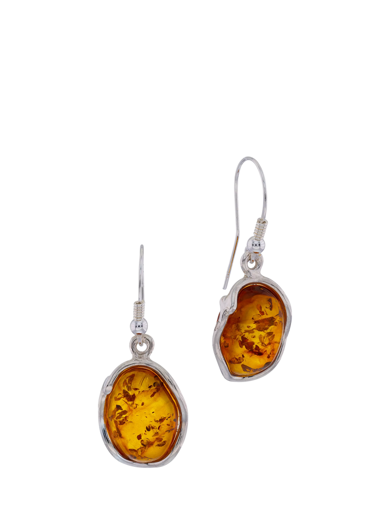 Be-Jewelled Baltic amber drop earrings sterling silver, imported from the UK