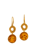 Be-Jewelled Baltic amber drop earrings gold cognac, UK version