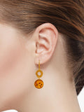 Be-Jewelled Baltic amber drop earrings gold cognac, UK version