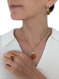 Be-Jewelled Baltic Cognac Amber pendant necklace - British product