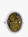 Be-Jewelled Baltic Green Amber Oval Ring size N, UK version