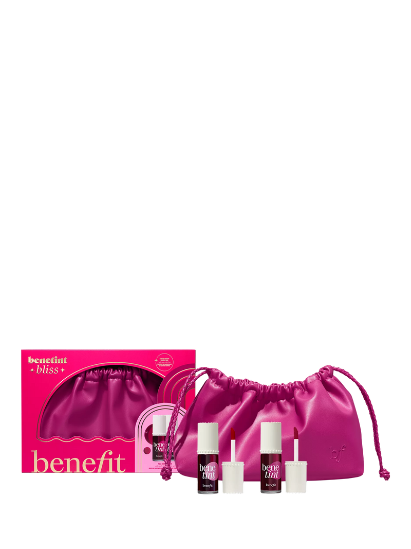 Benefit Benetint lip and cheek tint duo gift set with makeup bag (British brand)