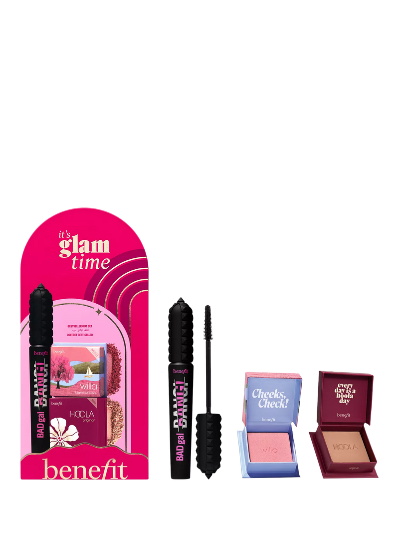Benefit It's Glam Time makeup gift set with mascara, blush, bronzer - British product
