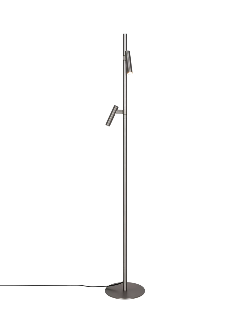 Nordlux Makoto floor lamp satin chrome adjustable heads (British brand)
