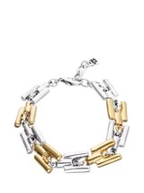 John Lewis UNOde50 Chunky Interlock Two Tone Bracelet Silver/Gold- Buy online at McGrocer