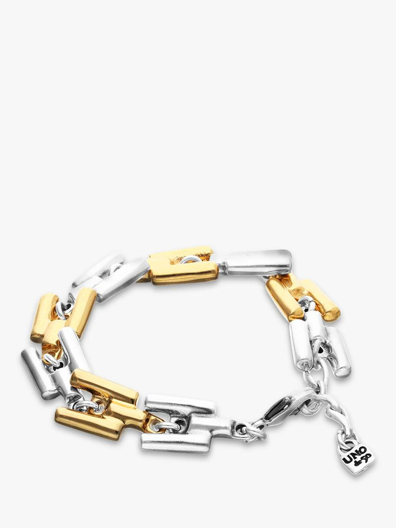 UNOde50 chunky interlock two tone bracelet silver gold (British brand)
