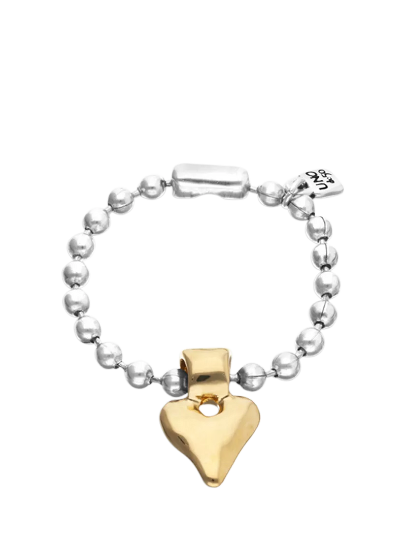 UNOde50 two tone beaded heart bracelet 18.5cm - British product