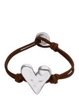 John Lewis UNOde50 Molten Heart Cord Bracelet Brown/Silver- Buy online at McGrocer