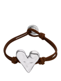 UNOde50 Molten Heart Cord Bracelet Brown Silver - British product