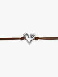 UNOde50 Molten Heart Cord Bracelet Brown Silver - British product
