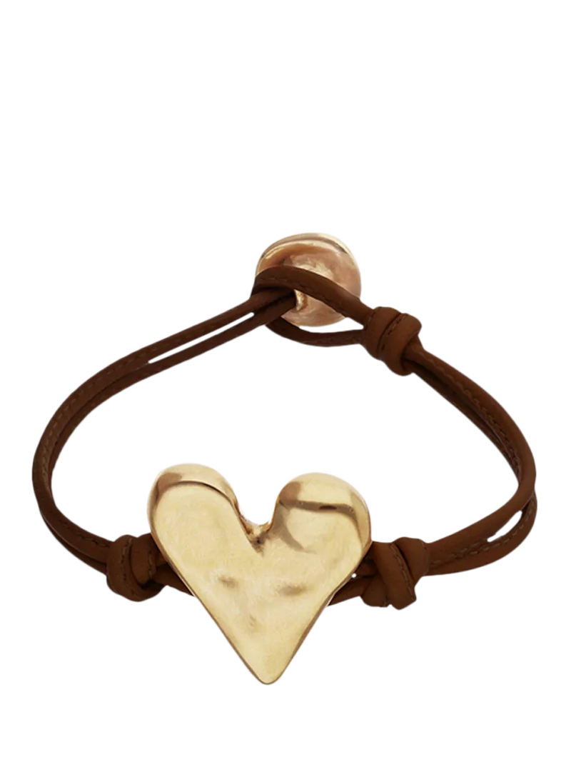 UNOde50 Molten Heart Cord Bracelet brown gold, UK version