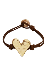 John Lewis UNOde50 Molten Heart Cord Bracelet Brown/Gold- Buy online at McGrocer