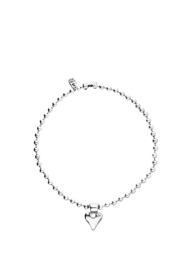 UNOde50 Molten Heart necklace 40.5cm silver beaded, imported from the UK