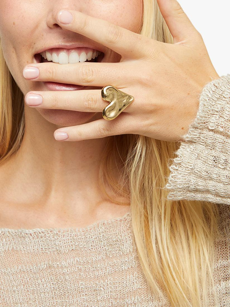 UNOde50 handmade gold cocktail ring, UK version