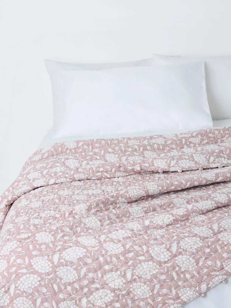 John Lewis Halley quilted bedspread pink 220 x 220 cm - British product