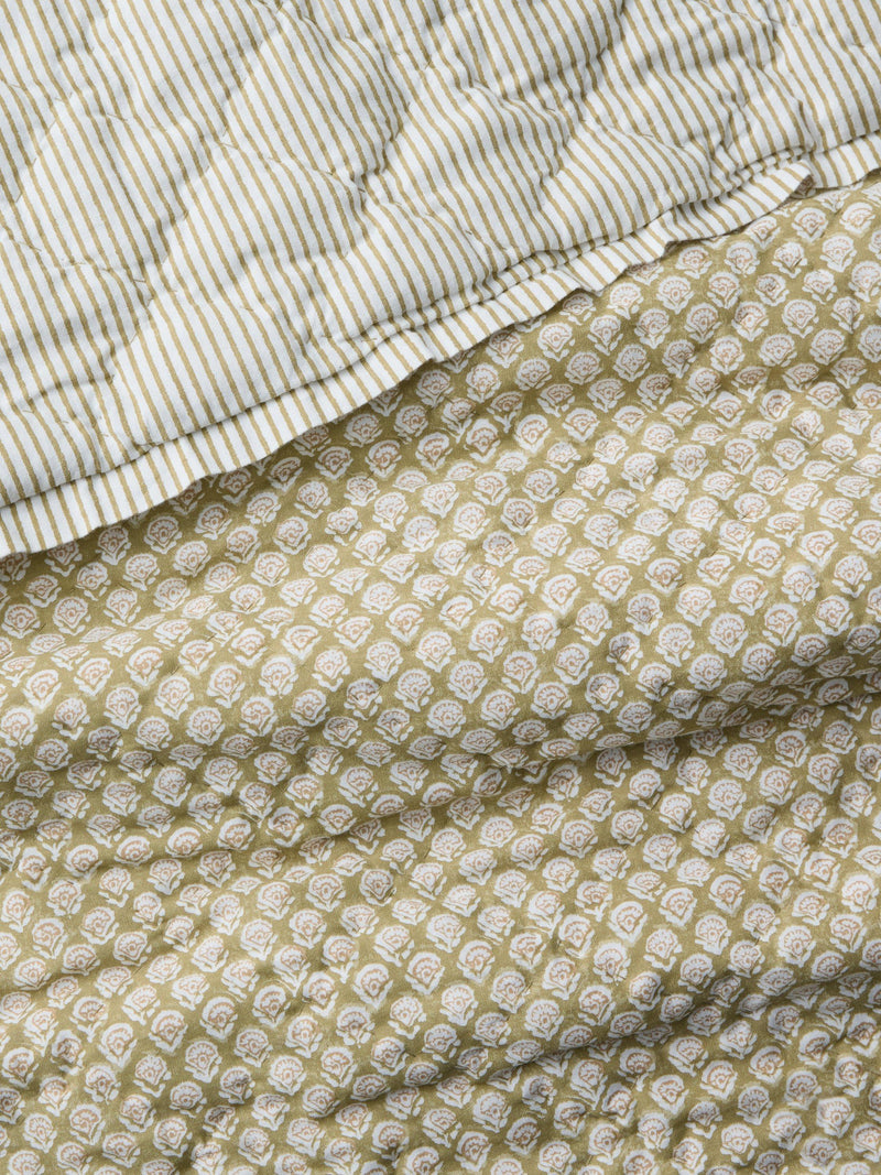 John Lewis Riya quilted bedspread bronze green king size, imported from the UK