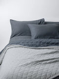 John Lewis Striped Quilted Bedspread, Blue