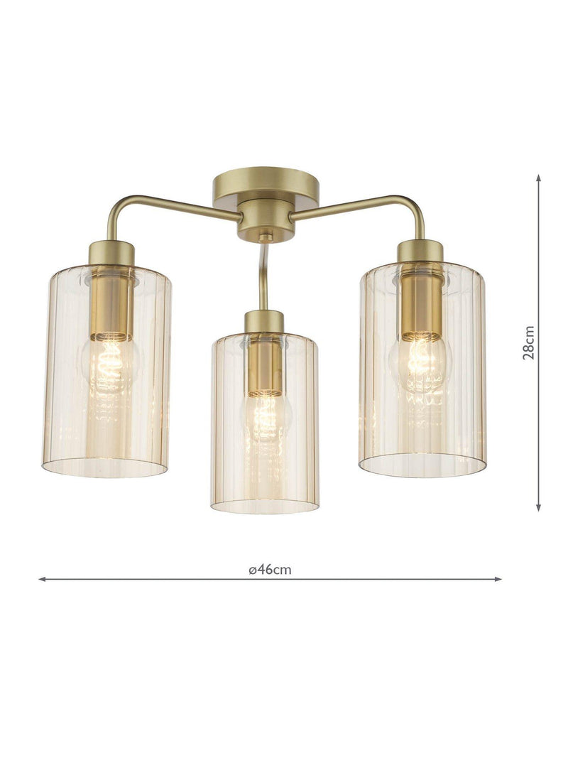 Där Daylin gold ceiling light with amber shades - British product